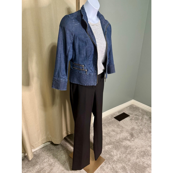 Women's White House Black Market Cropped Denim Jacket, M, Blue - Picture 5 of 10